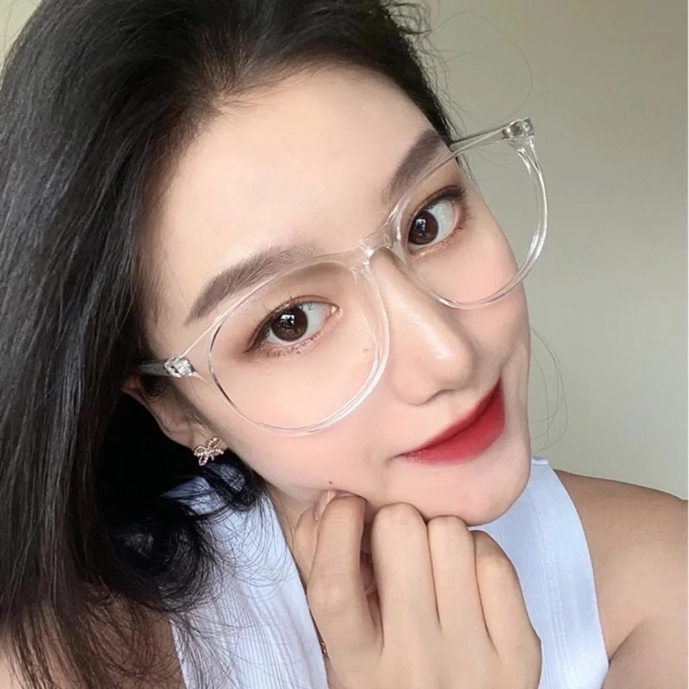 Glass frames optical transparent blue light blocking glasses computer round - Picture 6 of 16